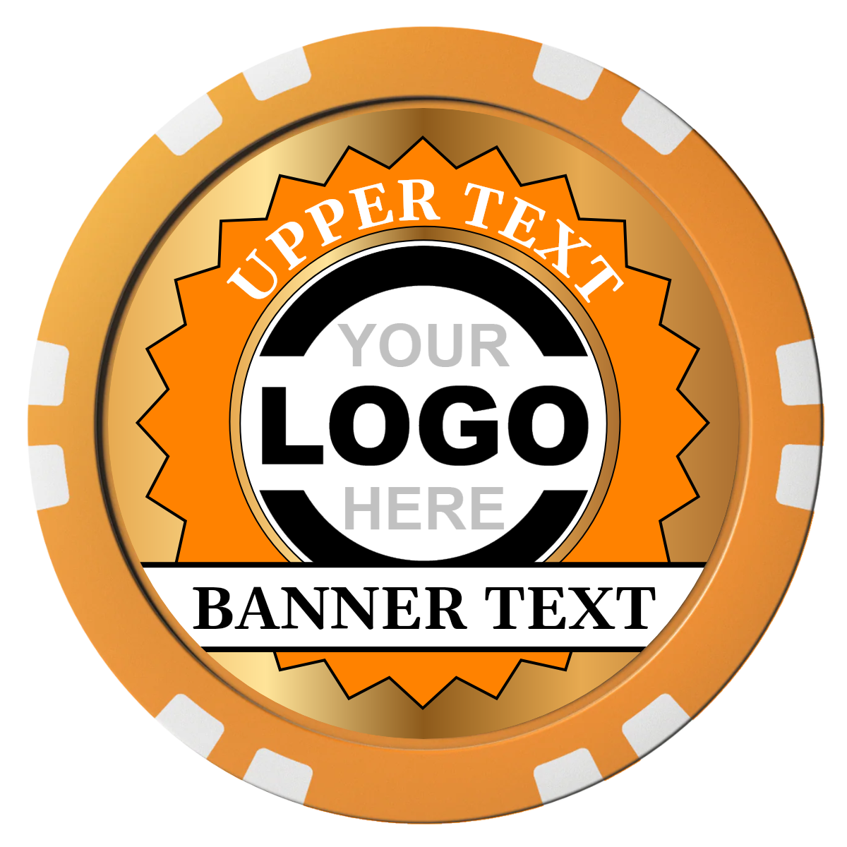 Stamp of Approval Composite Poker Chips - Orange / Double Stripe - Front