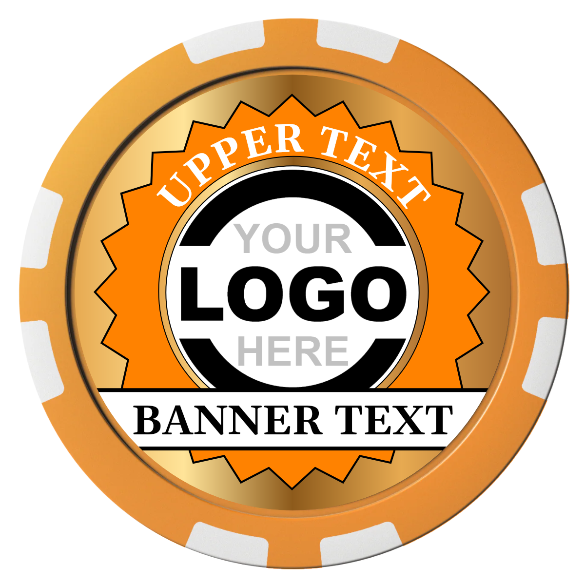 Stamp of Approval Composite Poker Chips - Orange / 8 Stripe - Front