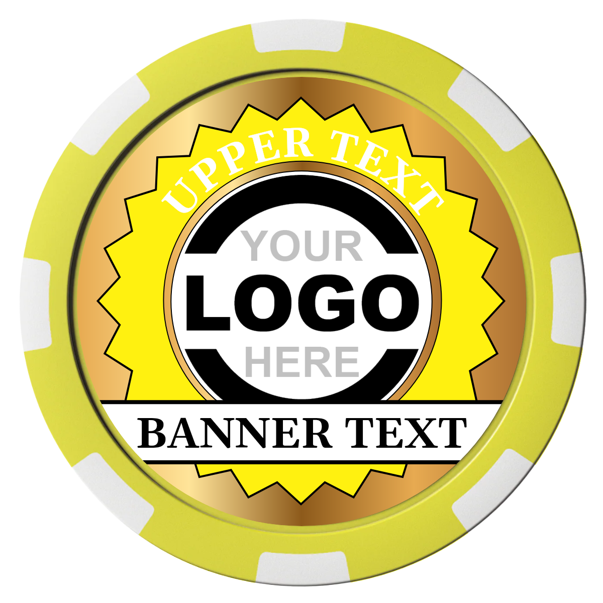 Stamp of Approval Composite Poker Chips - Yellow / 8 Spot - Front