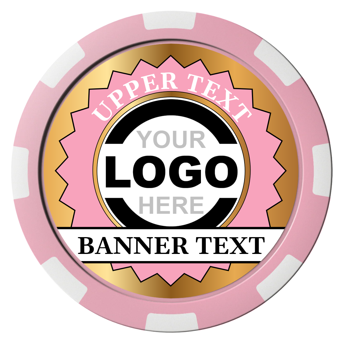 Stamp of Approval Composite Poker Chips - Pink / 8 Spot - Front