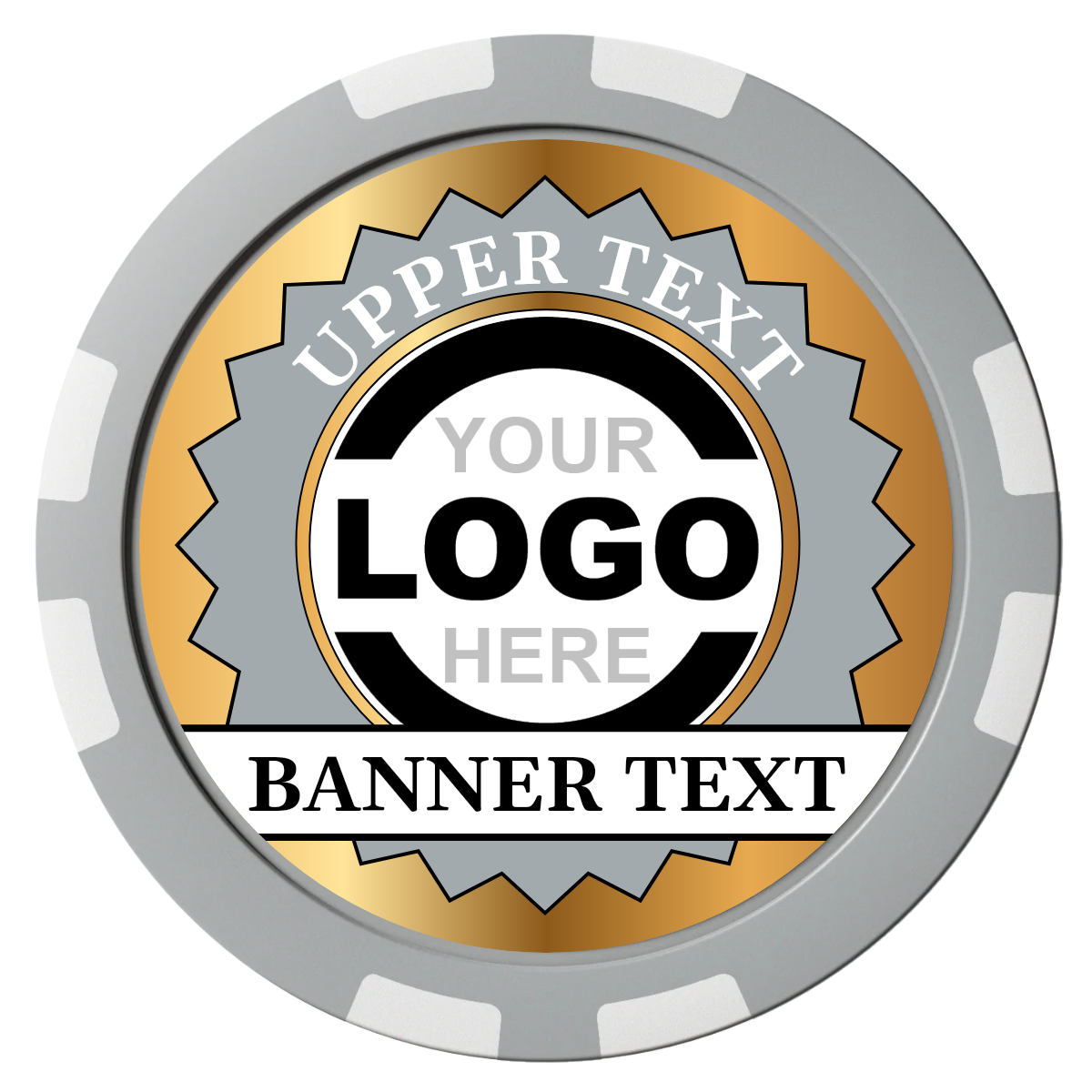 Stamp of Approval Composite Poker Chips - Gray / 8 Stripe - Front