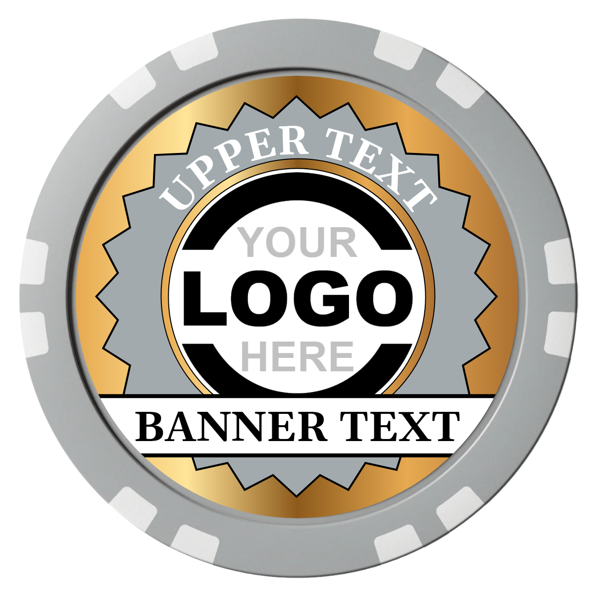 Stamp of Approval Composite Poker Chips - Gray / Double Stripe - Front