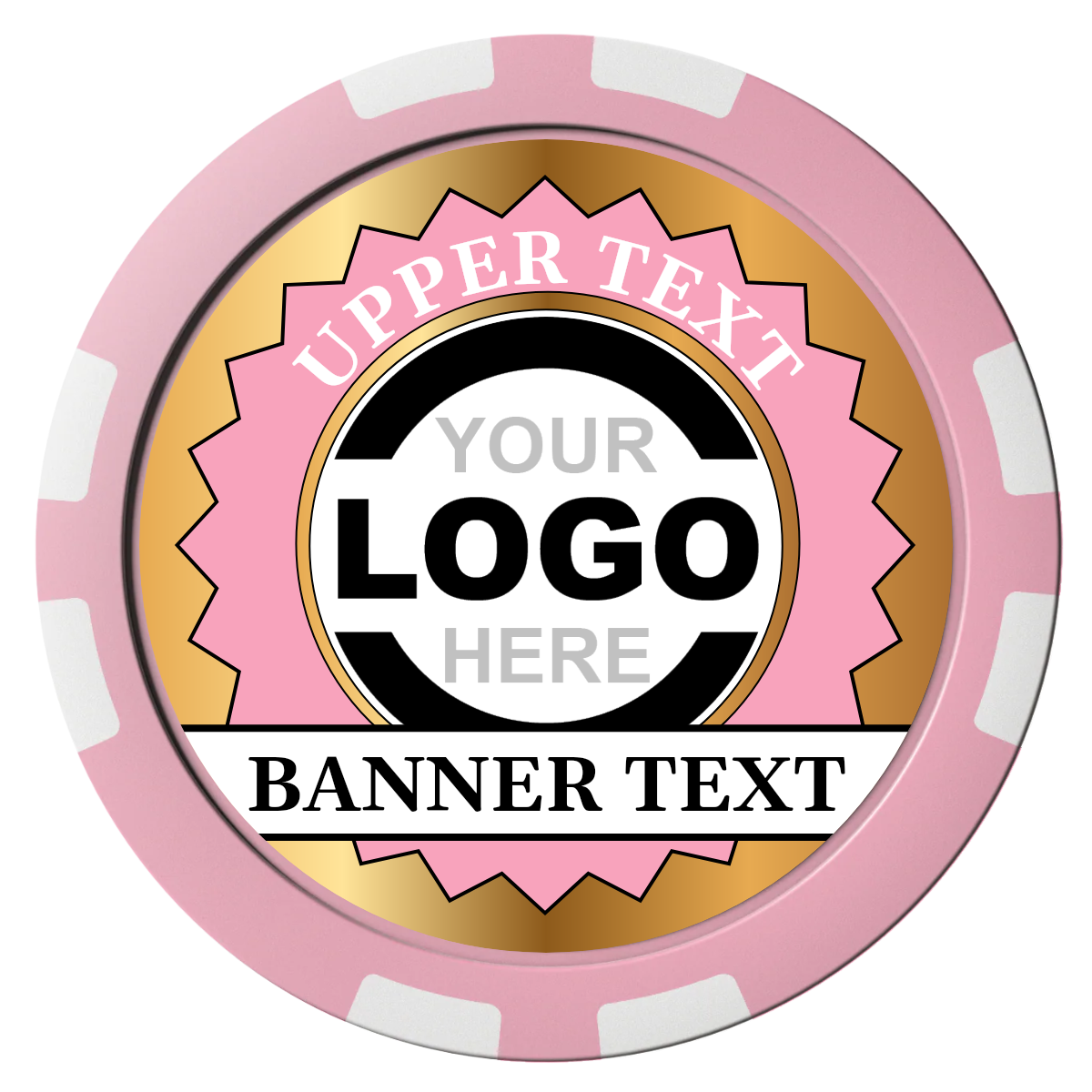 Stamp of Approval Composite Poker Chips - Pink / 8 Stripe - Front