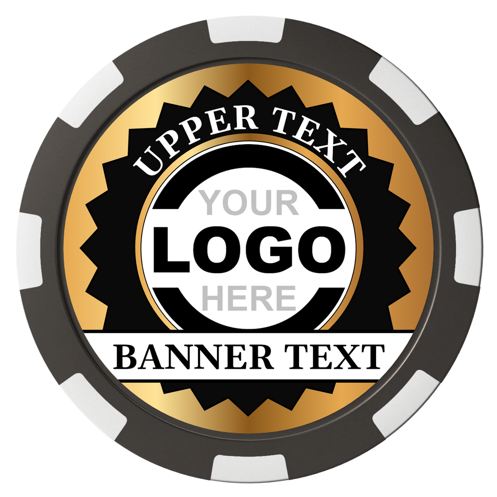Stamp of Approval Composite Poker Chips - Black / 8 Spot - Front