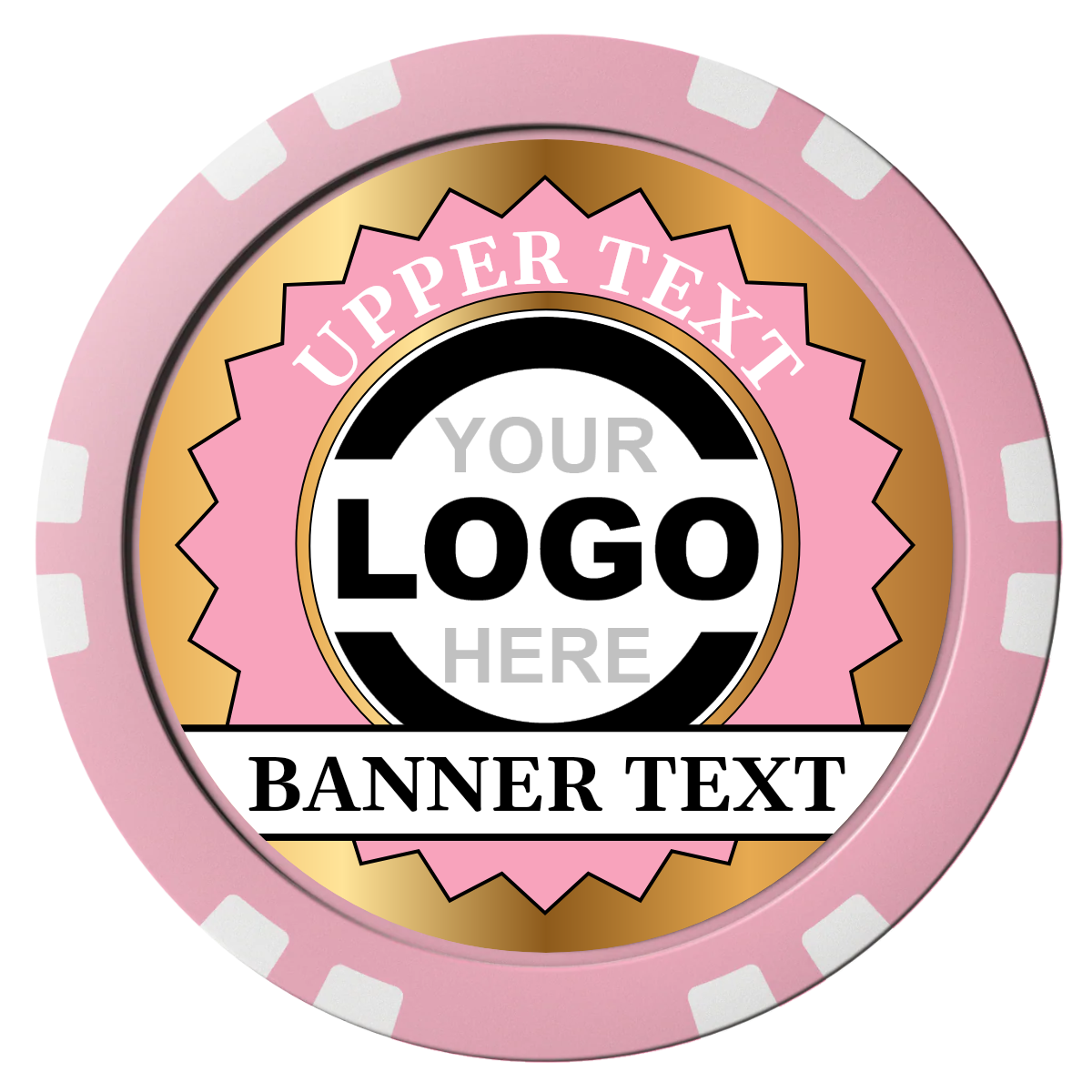 Stamp of Approval Composite Poker Chips - Pink / Double Stripe - Front