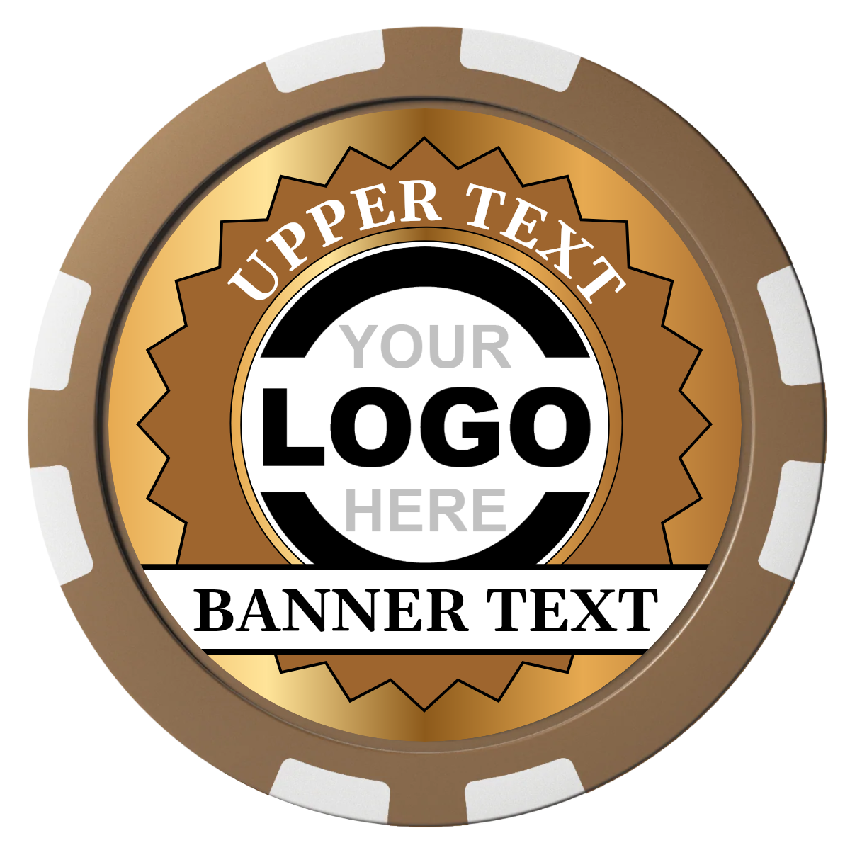 Stamp of Approval Composite Poker Chips - Brown / 8 Stripe - Front