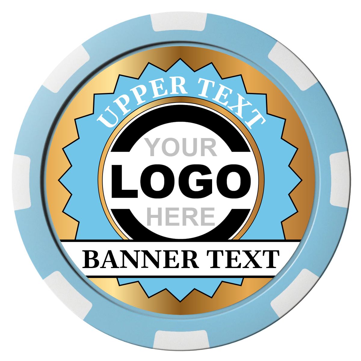 Stamp of Approval Composite Poker Chips - Light Blue / 8 Spot - Front