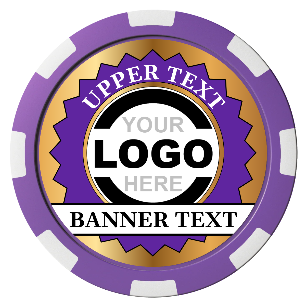 Stamp of Approval Composite Poker Chips - Purple / 8 Spot - Front