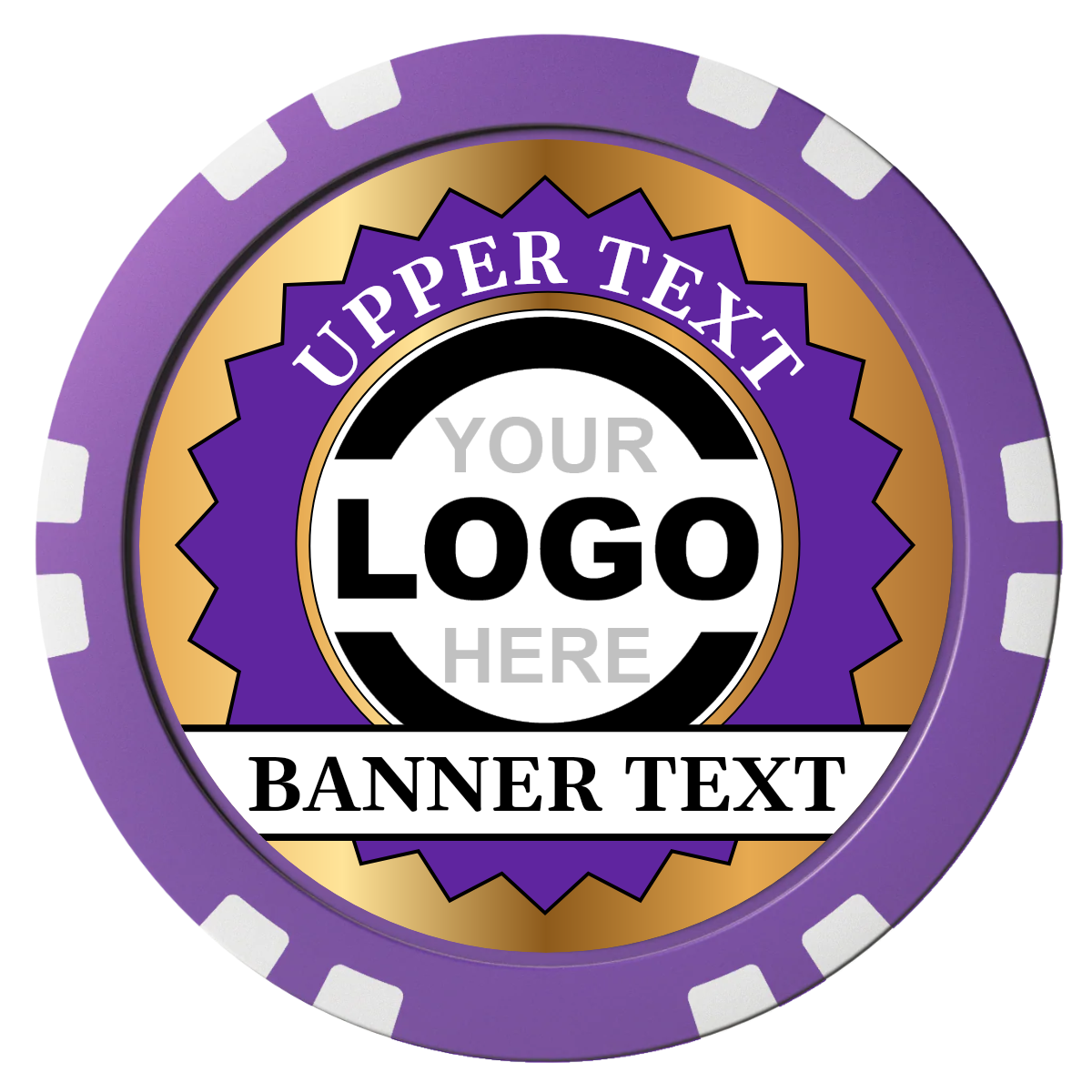 Stamp of Approval Composite Poker Chips - Purple / Double Stripe - Front