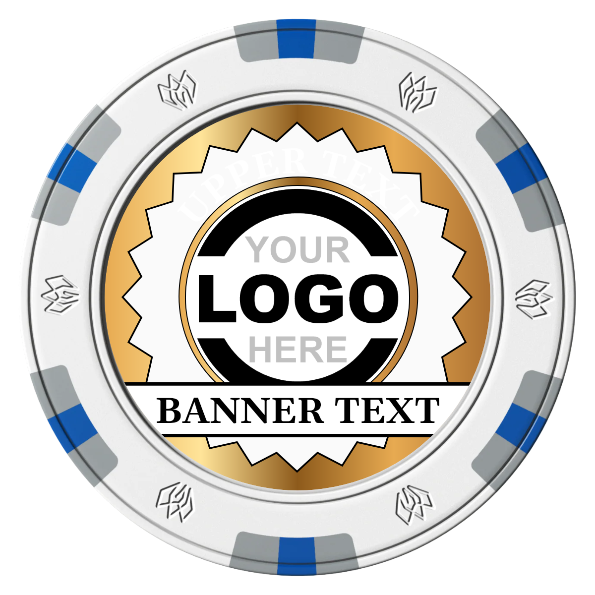 Stamp of Approval Clay Poker Chips - White / 6 Spot Gem / 40mm - Front