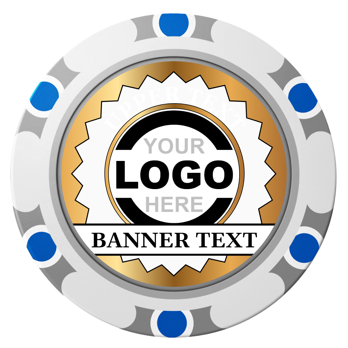 Stamp of Approval Clay Poker Chips - White / Monte Carlo / 40mm - Front