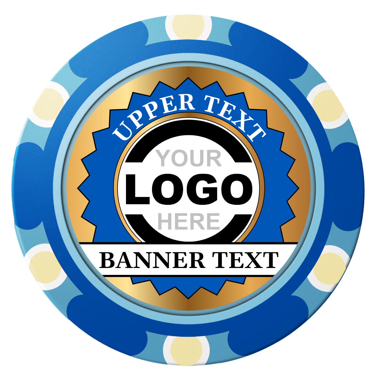 Stamp of Approval Clay Poker Chips - Blue / Monte Carlo / 40mm - Front