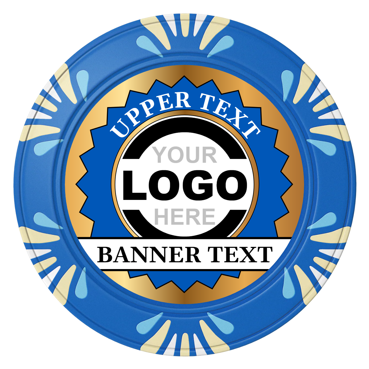 Stamp of Approval Clay Poker Chips - Blue / Macau / 40mm - Front