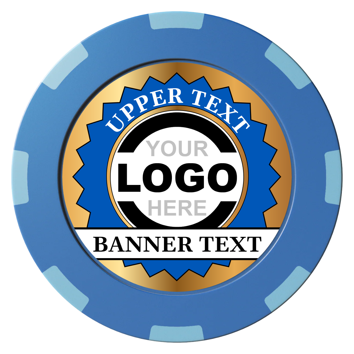 Stamp of Approval Clay Poker Chips - Blue / 8 Spot (2 Tone) / 40mm - Front