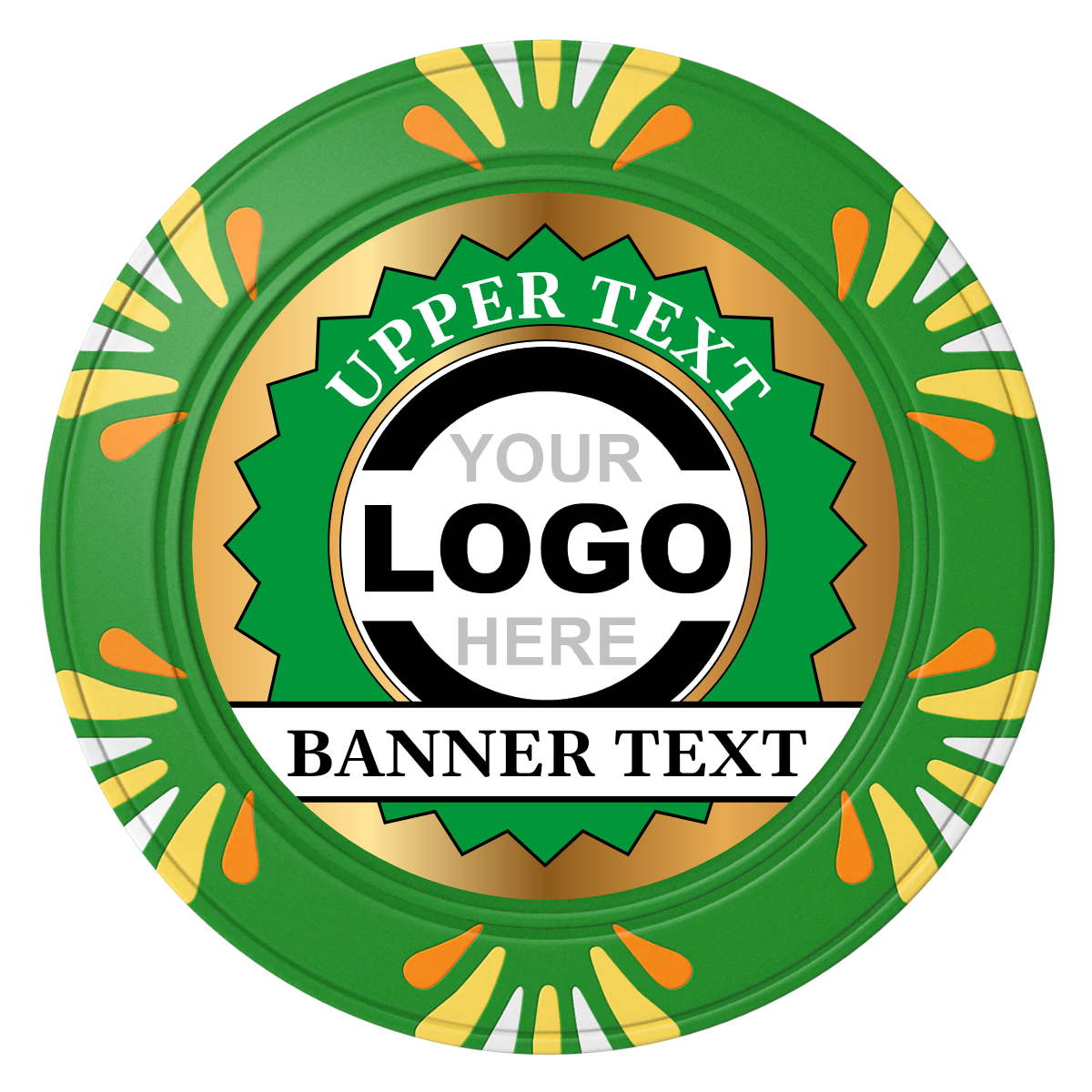 Stamp of Approval Clay Poker Chips - Green / Macau / 40mm - Front