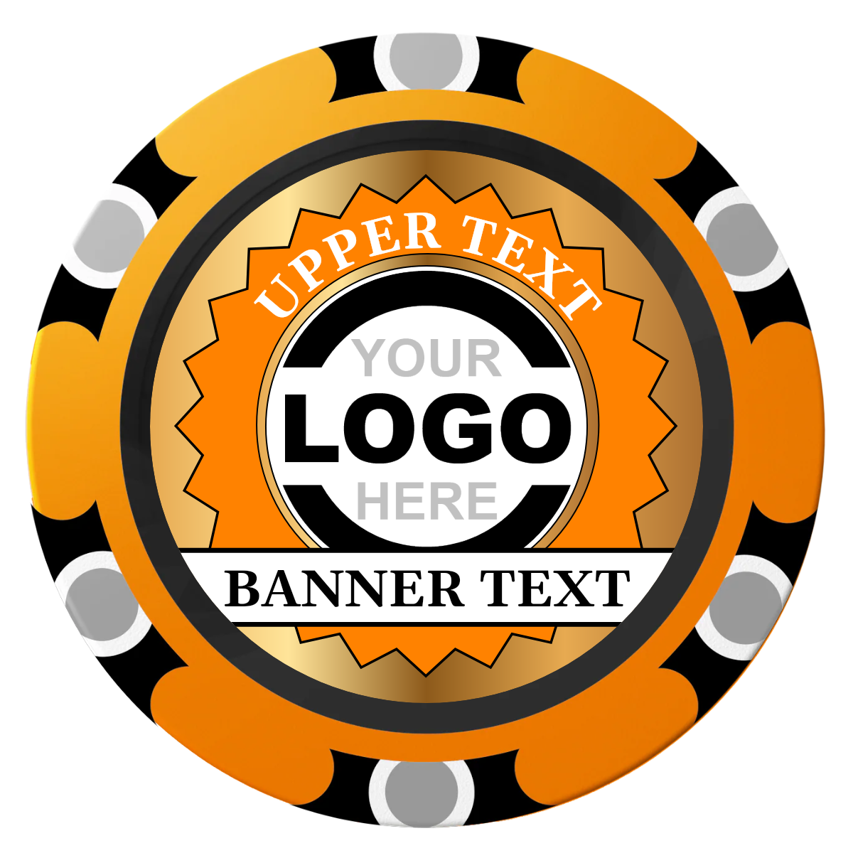 Stamp of Approval Clay Poker Chips - Orange / Monte Carlo / 40mm - Front