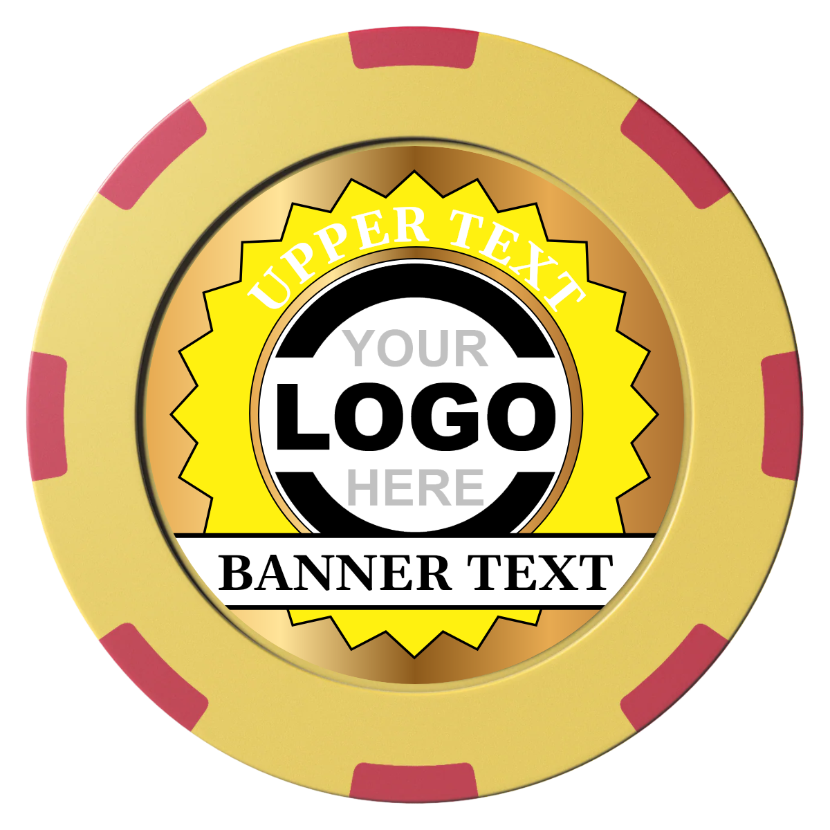 Stamp of Approval Clay Poker Chips - Yellow / 8 Spot (2 Tone) / 40mm - Front