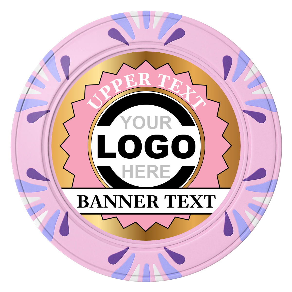 Stamp of Approval Clay Poker Chips - Pink / Macau / 40mm - Front