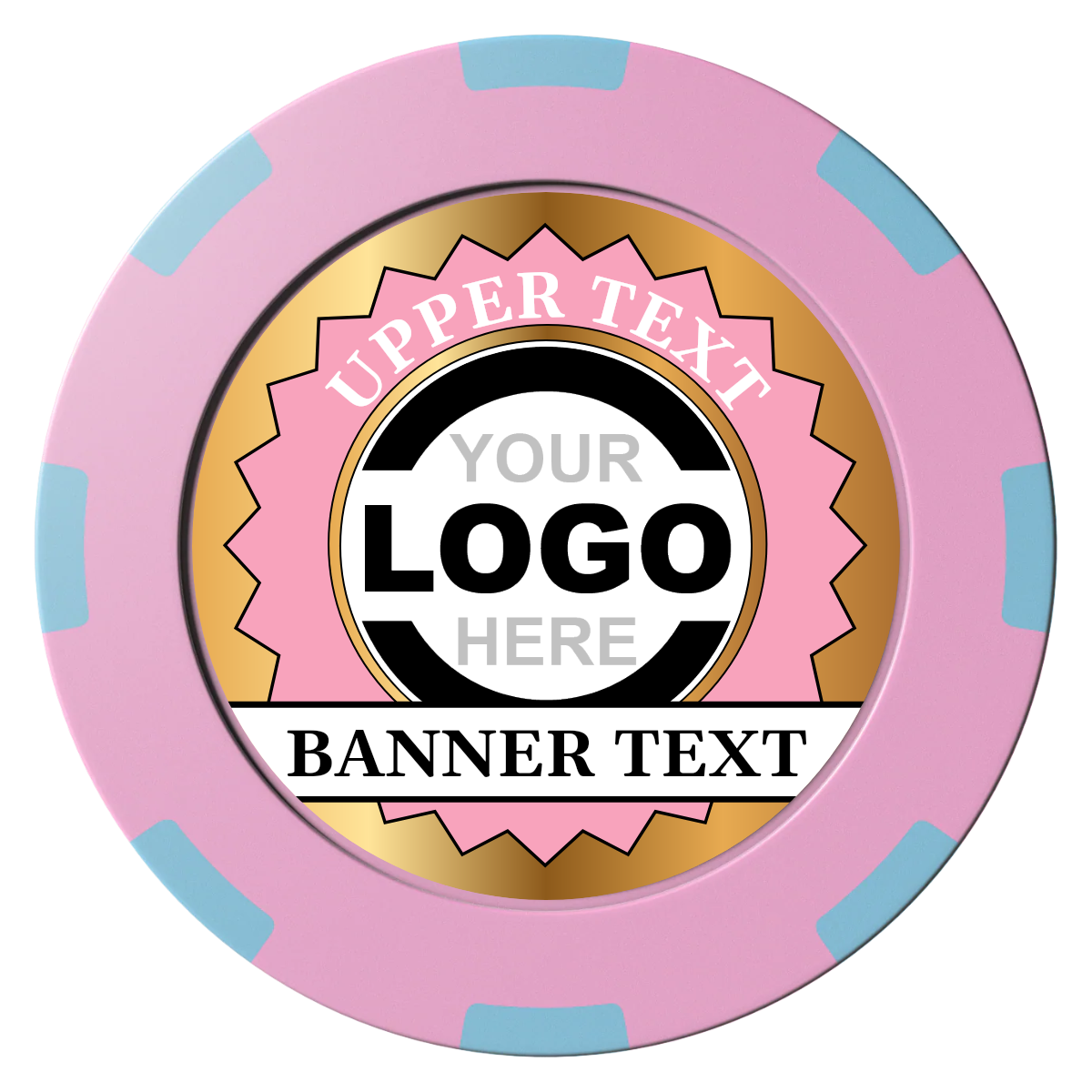 Stamp of Approval Clay Poker Chips - Pink / 8 Spot (2 Tone) / 40mm - Front