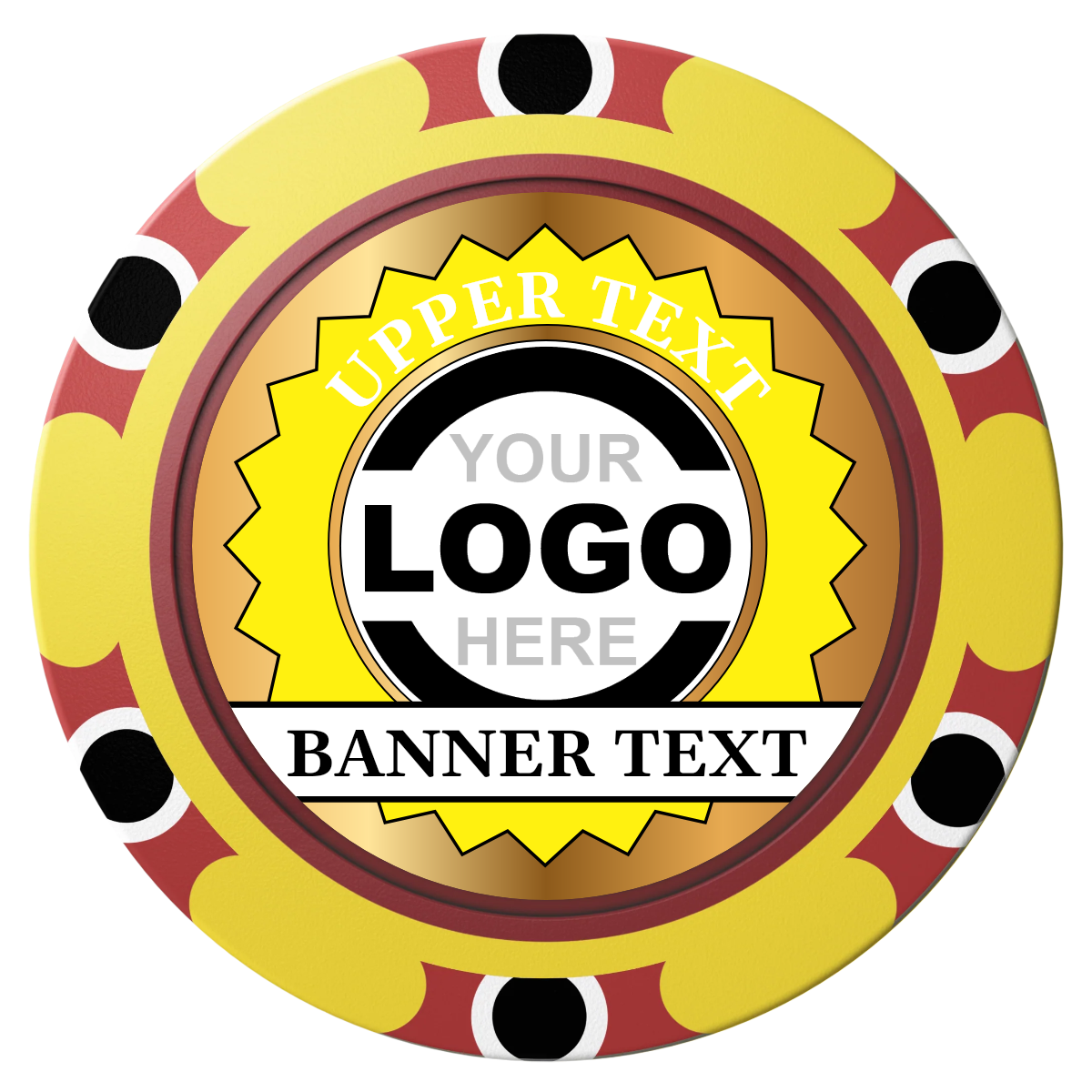 Stamp of Approval Clay Poker Chips - Yellow / Monte Carlo / 40mm - Front