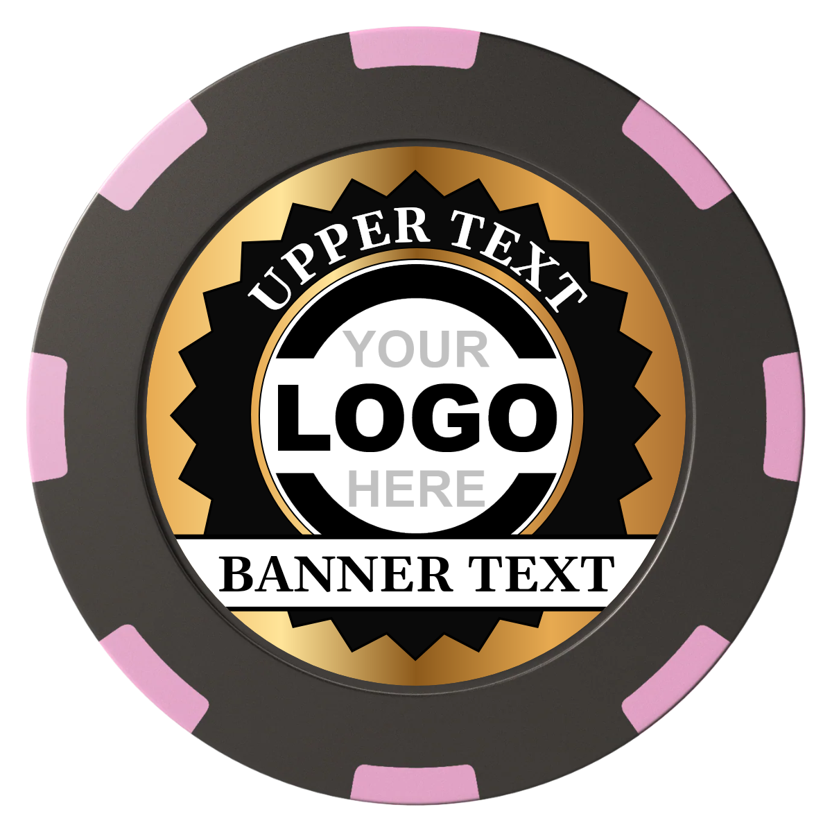 Stamp of Approval Clay Poker Chips - Black / 8 Spot (2 Tone) / 40mm - Front