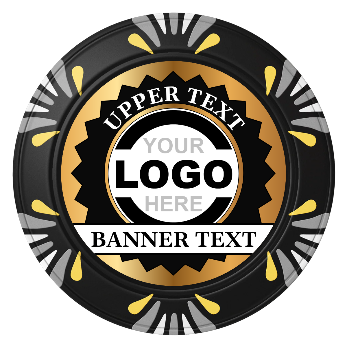 Stamp of Approval Clay Poker Chips - Black / Macau / 40mm - Front