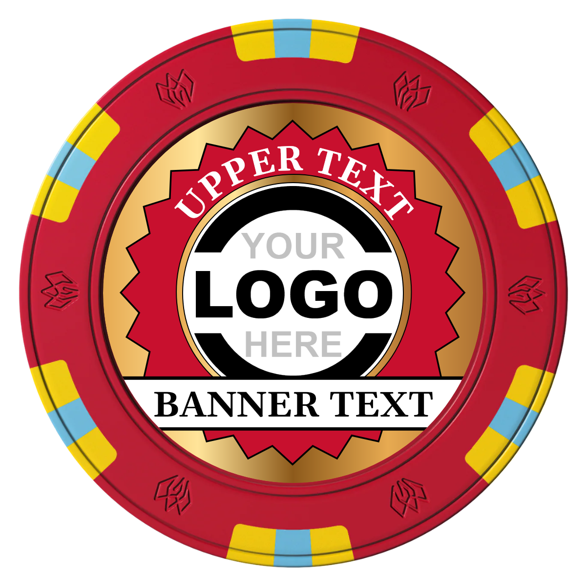 Stamp of Approval Clay Poker Chips - Red / 6 Spot Gem / 43mm - Front