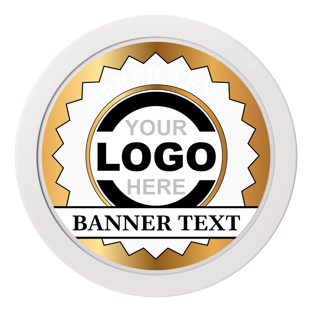 Stamp of Approval Dealer Button - 50mm / 2 inch Size - White - Front
