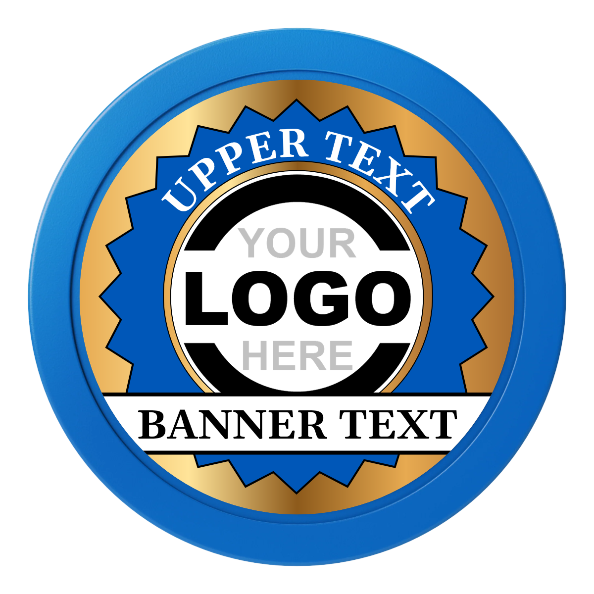Stamp of Approval Dealer Button - 50mm / 2 inch Size - Blue - Front