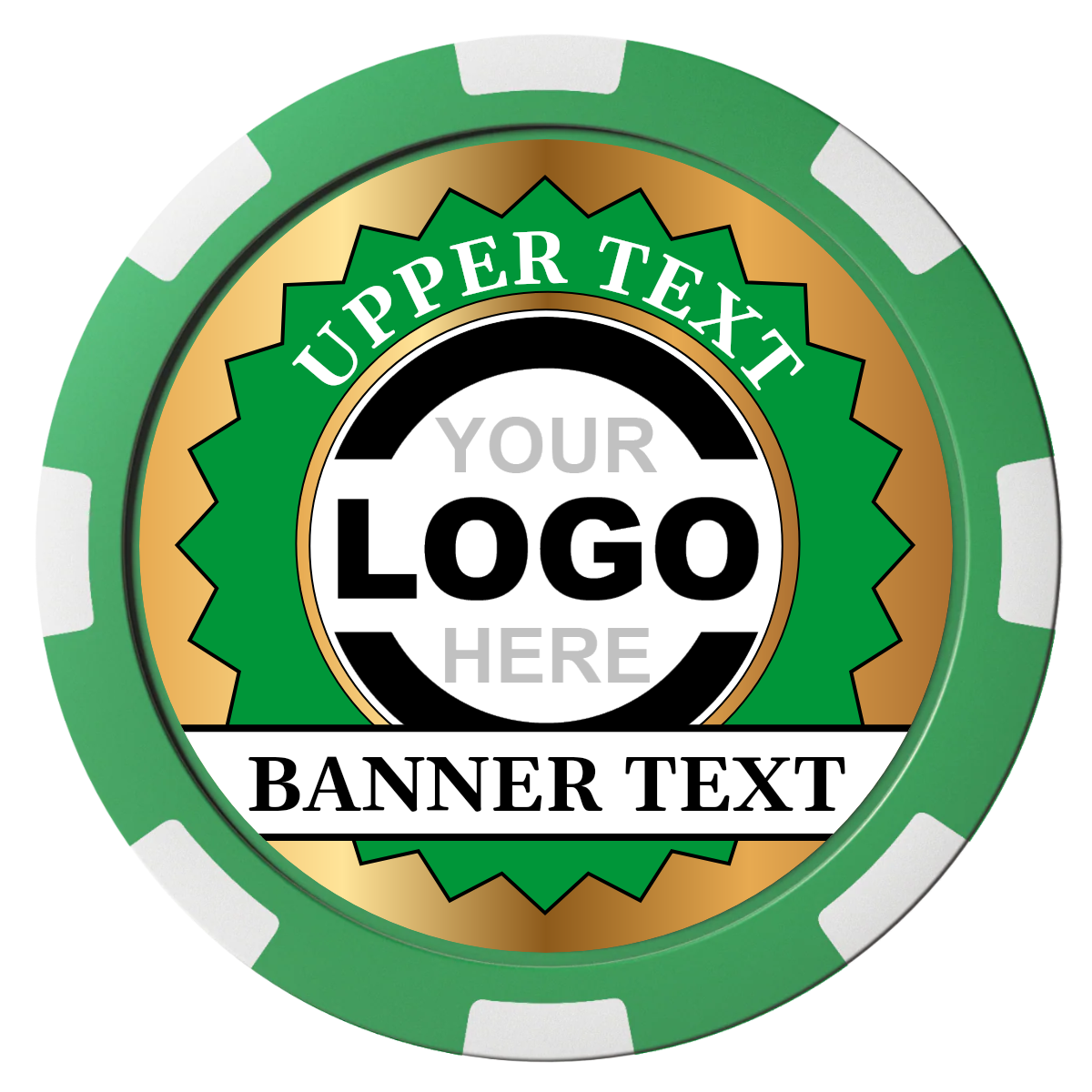 Stamp of Approval Magnetic Composite Poker Chips - Green / 8 Spot - Front