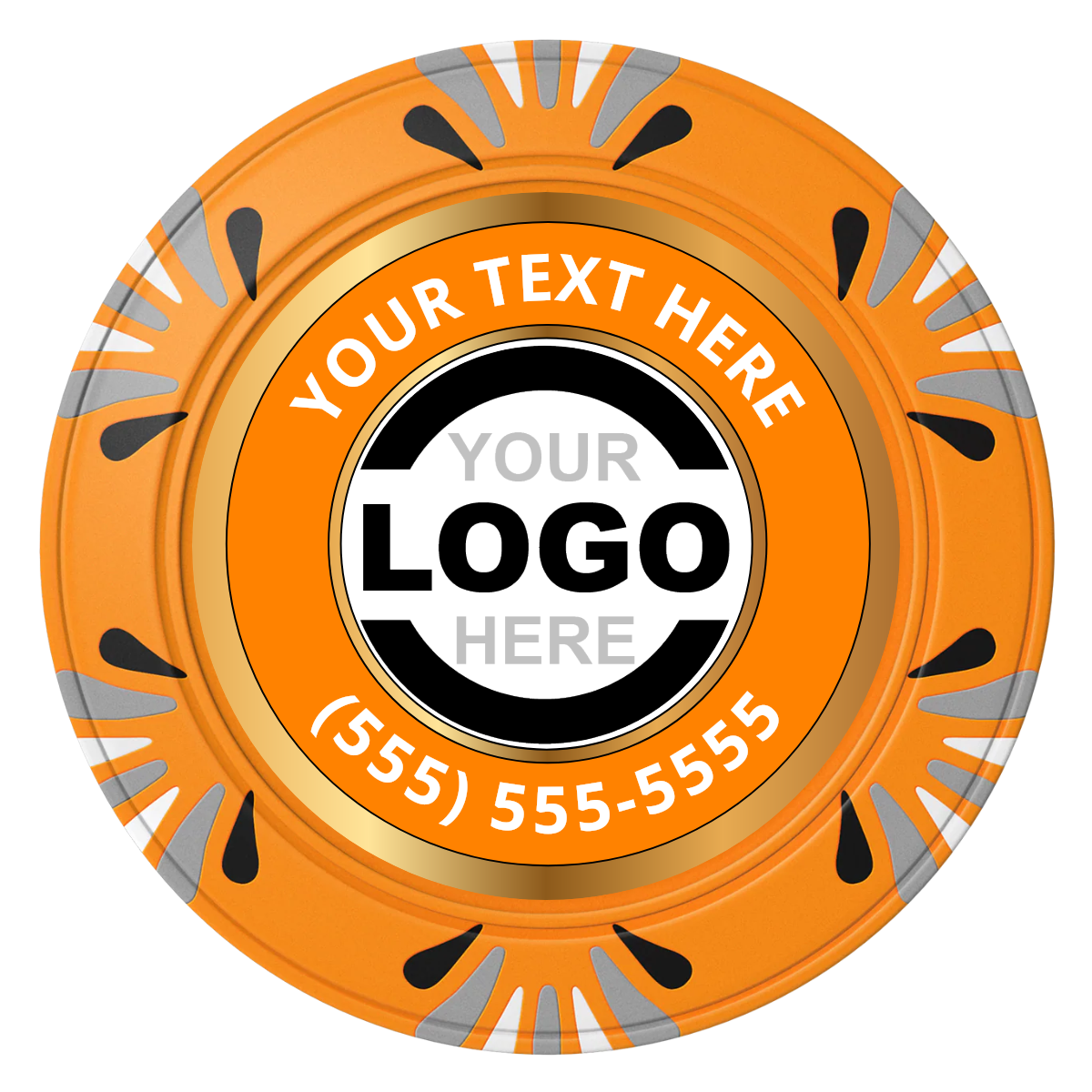 Simple Gold Ring Clay Poker Chips - Orange / Macau / 40mm - Front