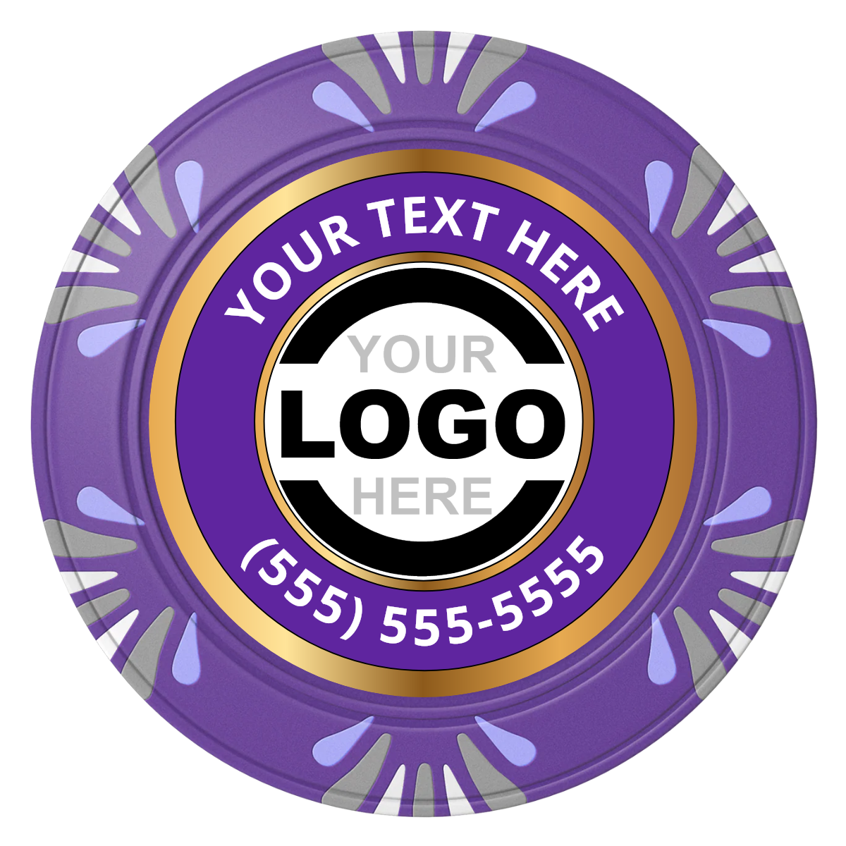 Simple Gold Ring Clay Poker Chips - Purple / Macau / 40mm - Front