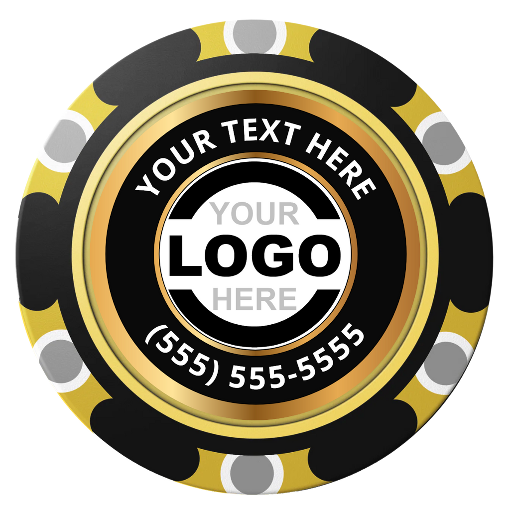 Simple Gold Ring Clay Poker Chips - Black / Monte Carlo / 40mm - Front