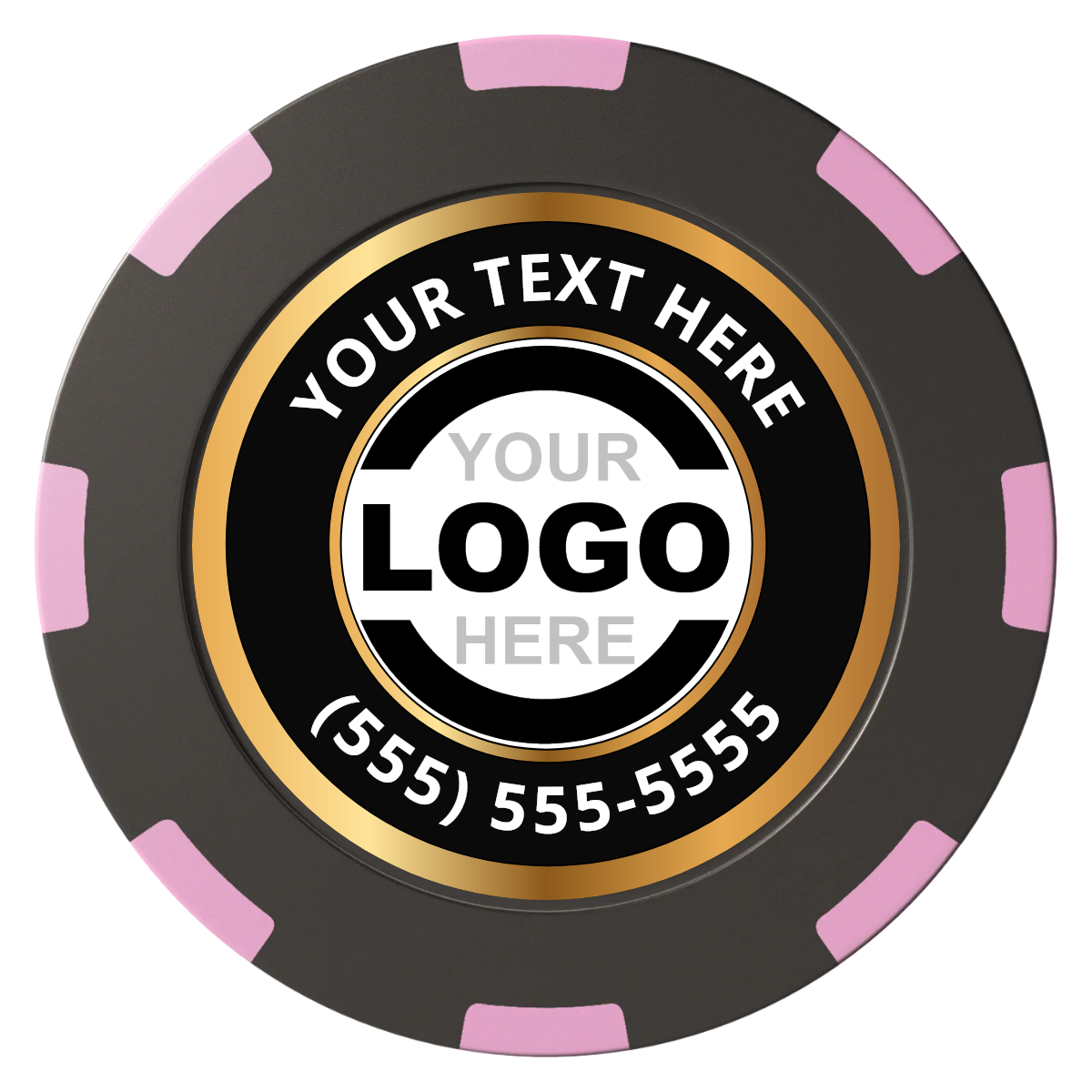 Simple Gold Ring Clay Poker Chips - Black / 8 Spot (2 Tone) / 40mm - Front