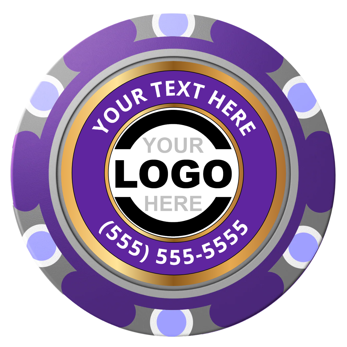 Simple Gold Ring Clay Poker Chips - Purple / Monte Carlo / 40mm - Front