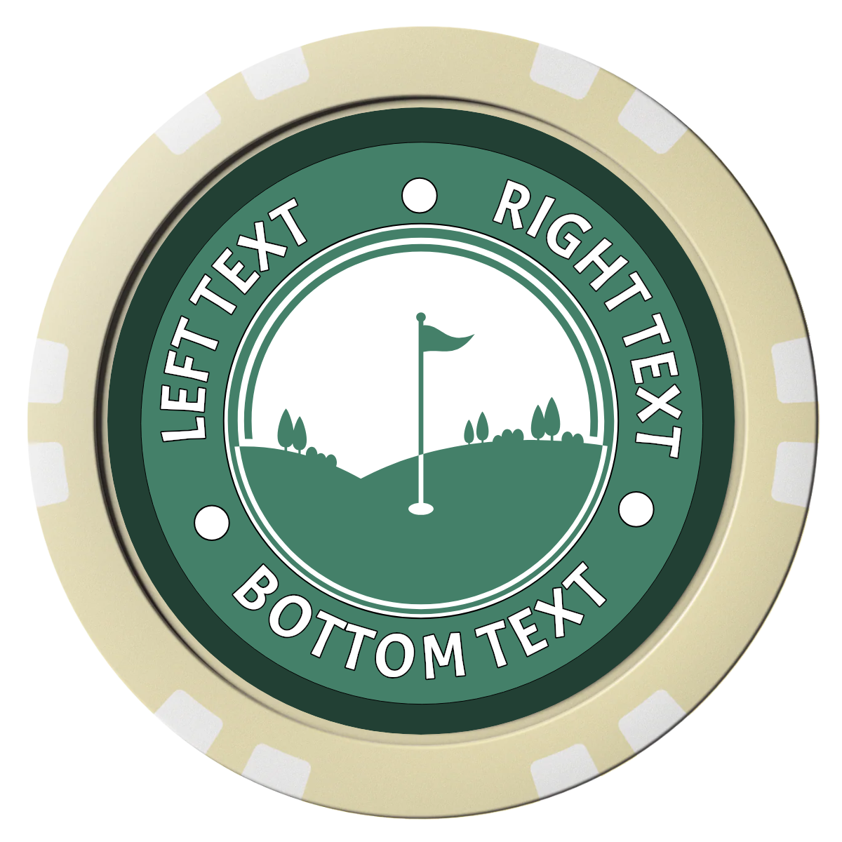 Country Club Golf Course Composite Poker Chips - Ivory / Double Stripe - Front