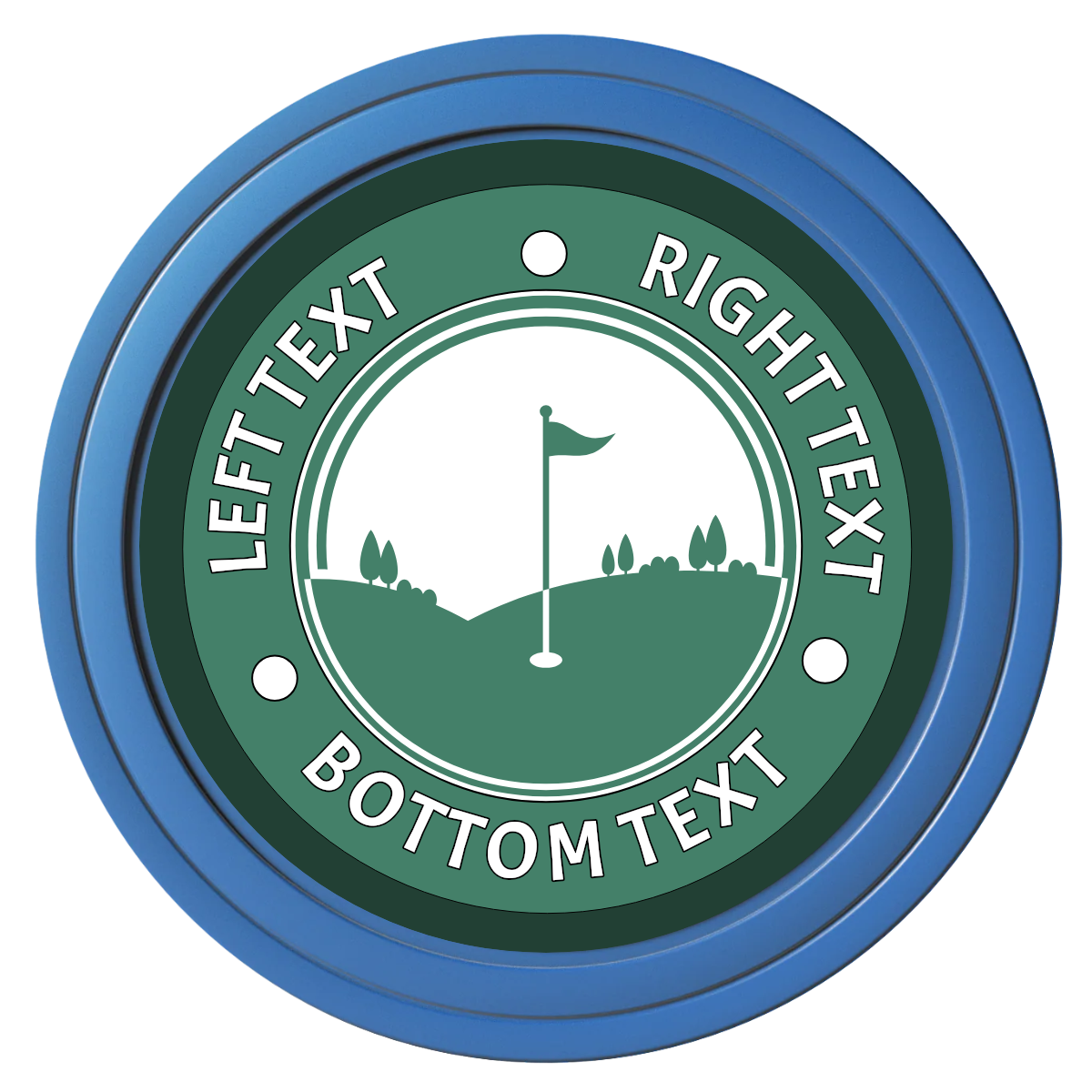 Country Club Golf Course Composite Poker Chips - Blue / Solid - Front