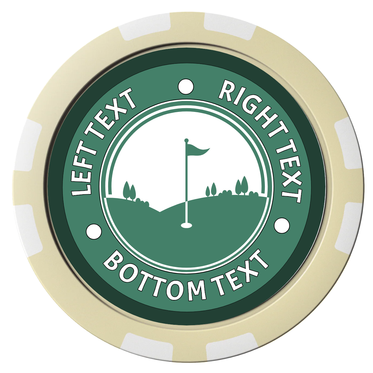 Country Club Golf Course Composite Poker Chips - Ivory / 8 Stripe - Front