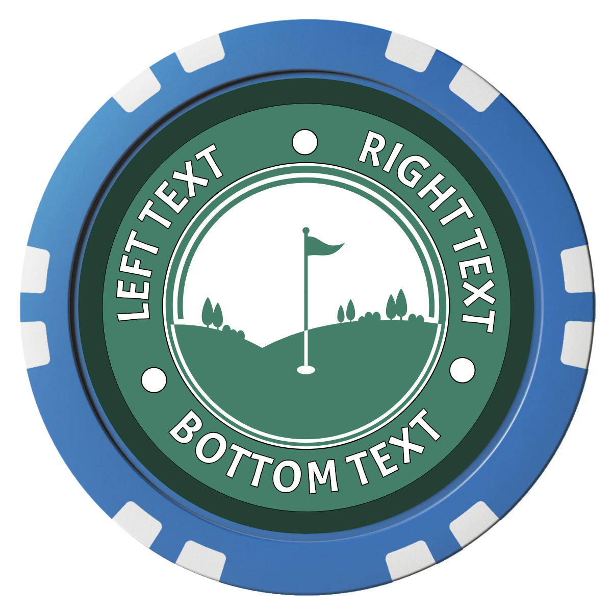 Country Club Golf Course Composite Poker Chips - Blue / Double Stripe - Front