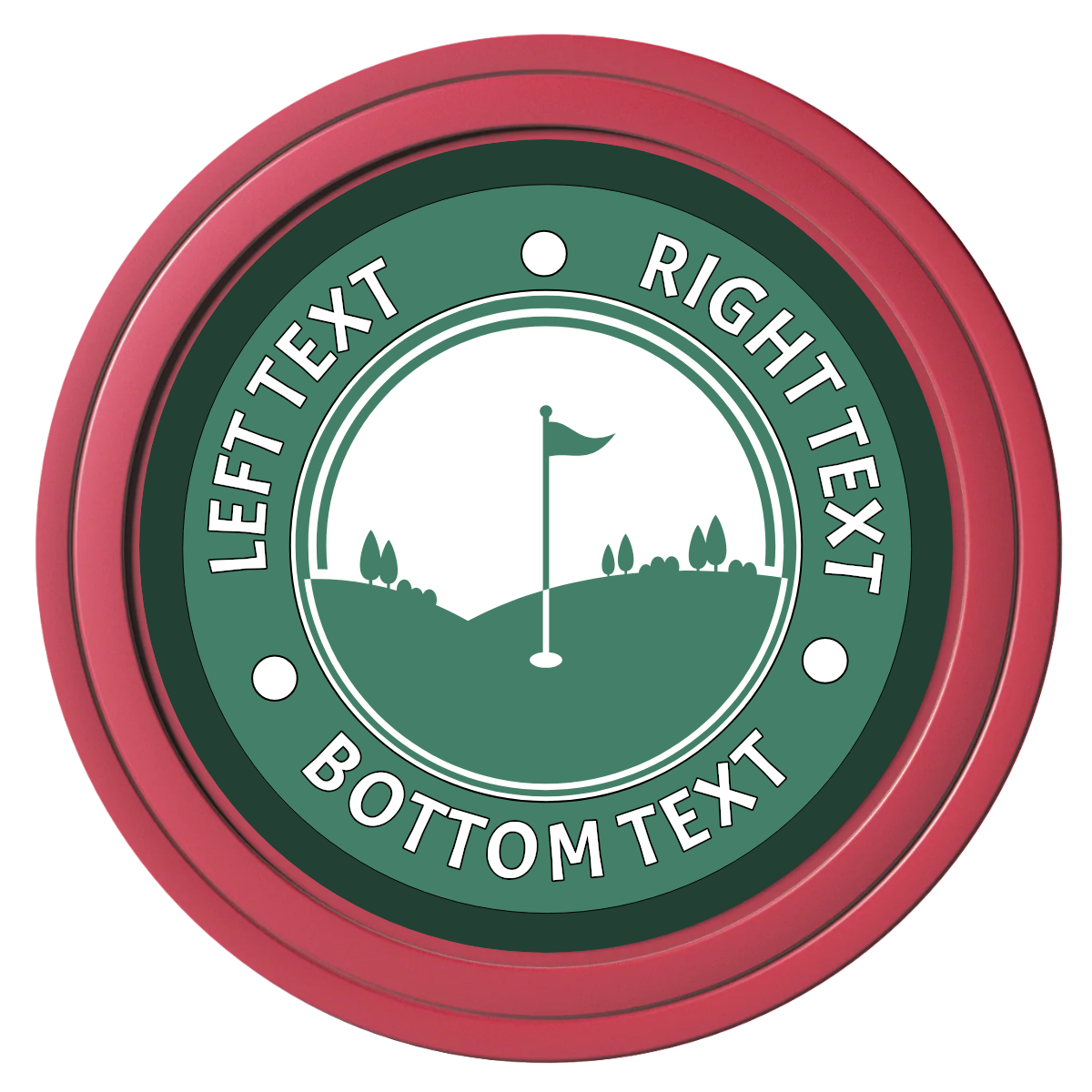 Country Club Golf Course Composite Poker Chips - Red / Solid - Front