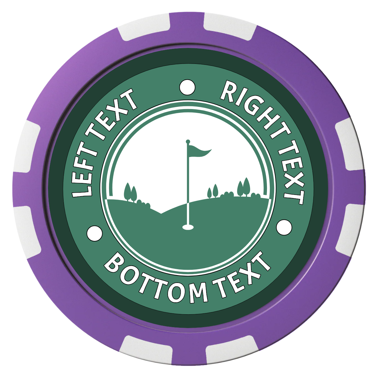 Country Club Golf Course Composite Poker Chips - Purple / 8 Stripe - Front