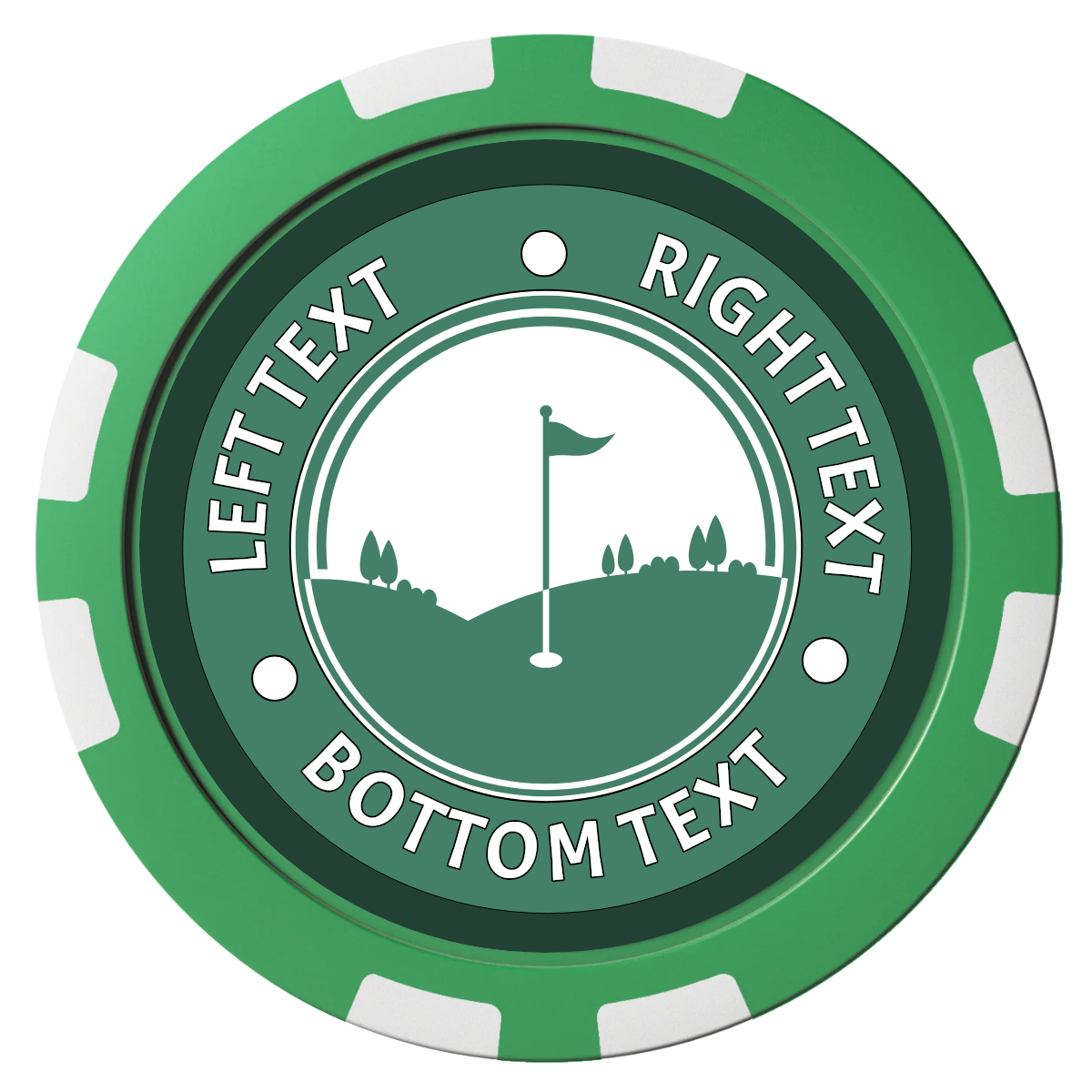 Country Club Golf Course Composite Poker Chips - Green / 8 Stripe - Front