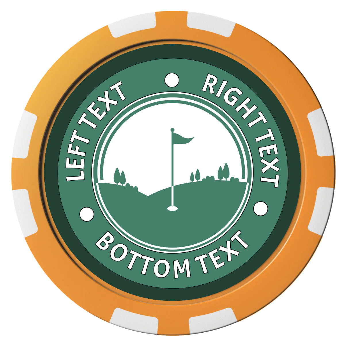 Country Club Golf Course Composite Poker Chips - Orange / 8 Stripe - Front