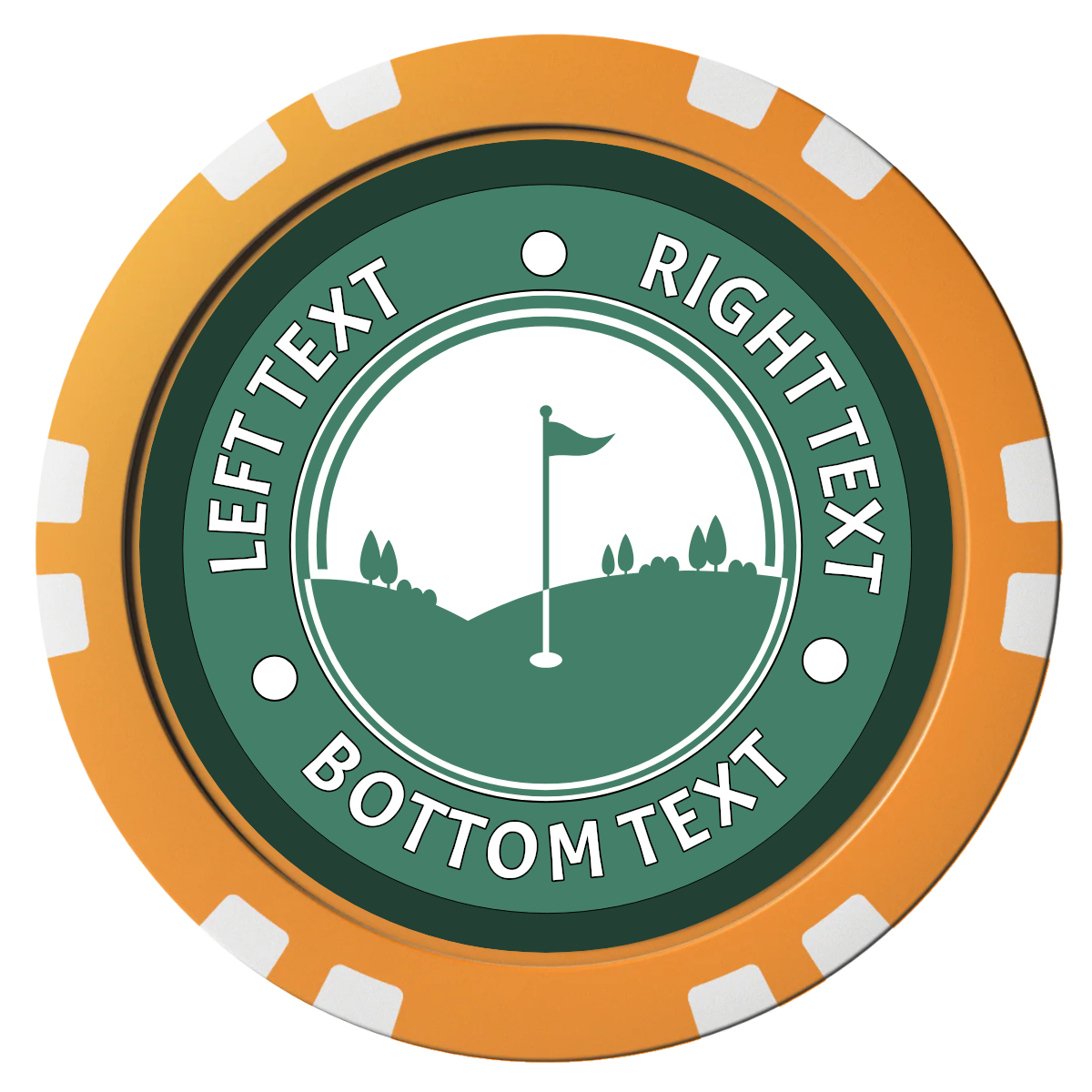 Country Club Golf Course Composite Poker Chips - Orange / Double Stripe - Front