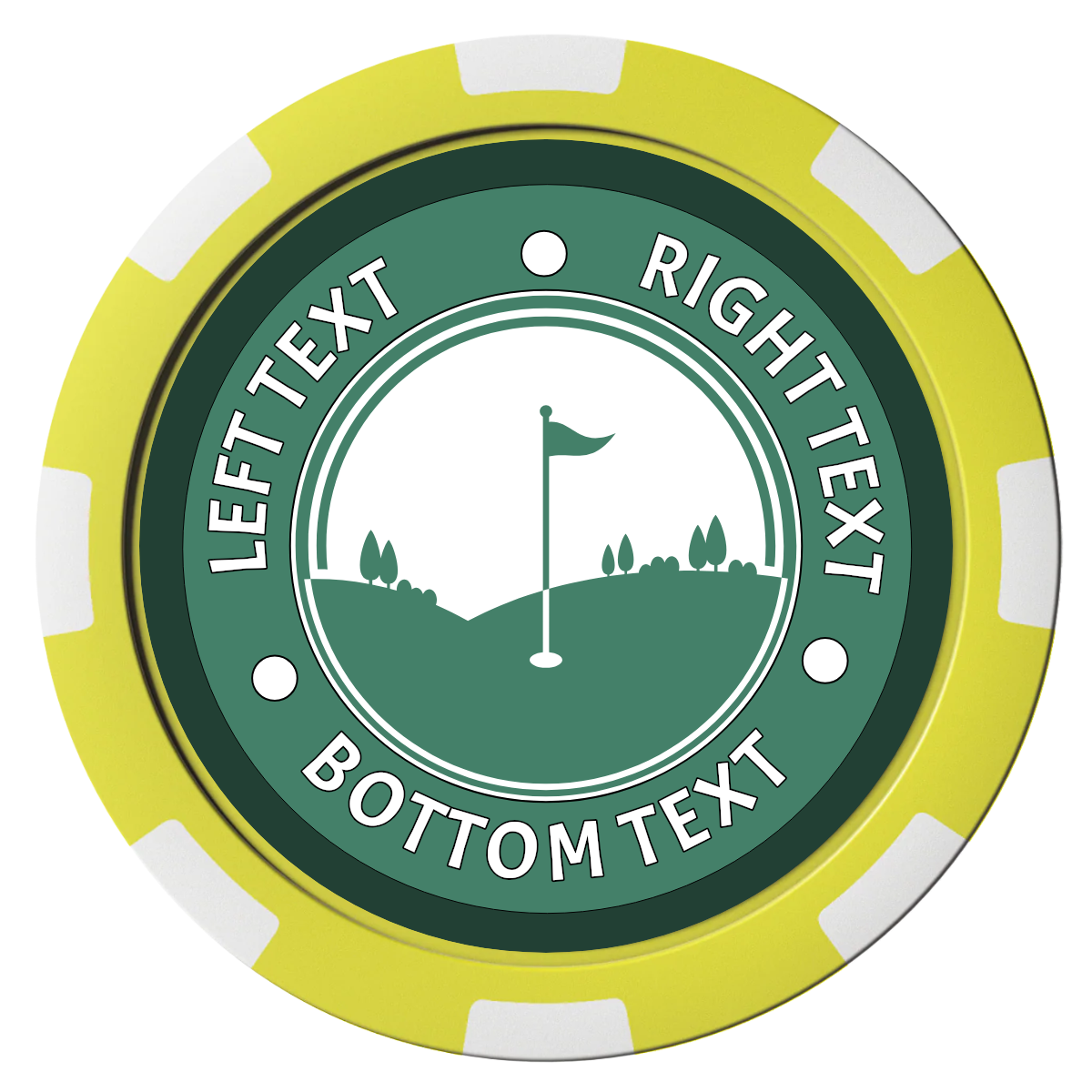 Country Club Golf Course Composite Poker Chips - Yellow / 8 Spot - Front