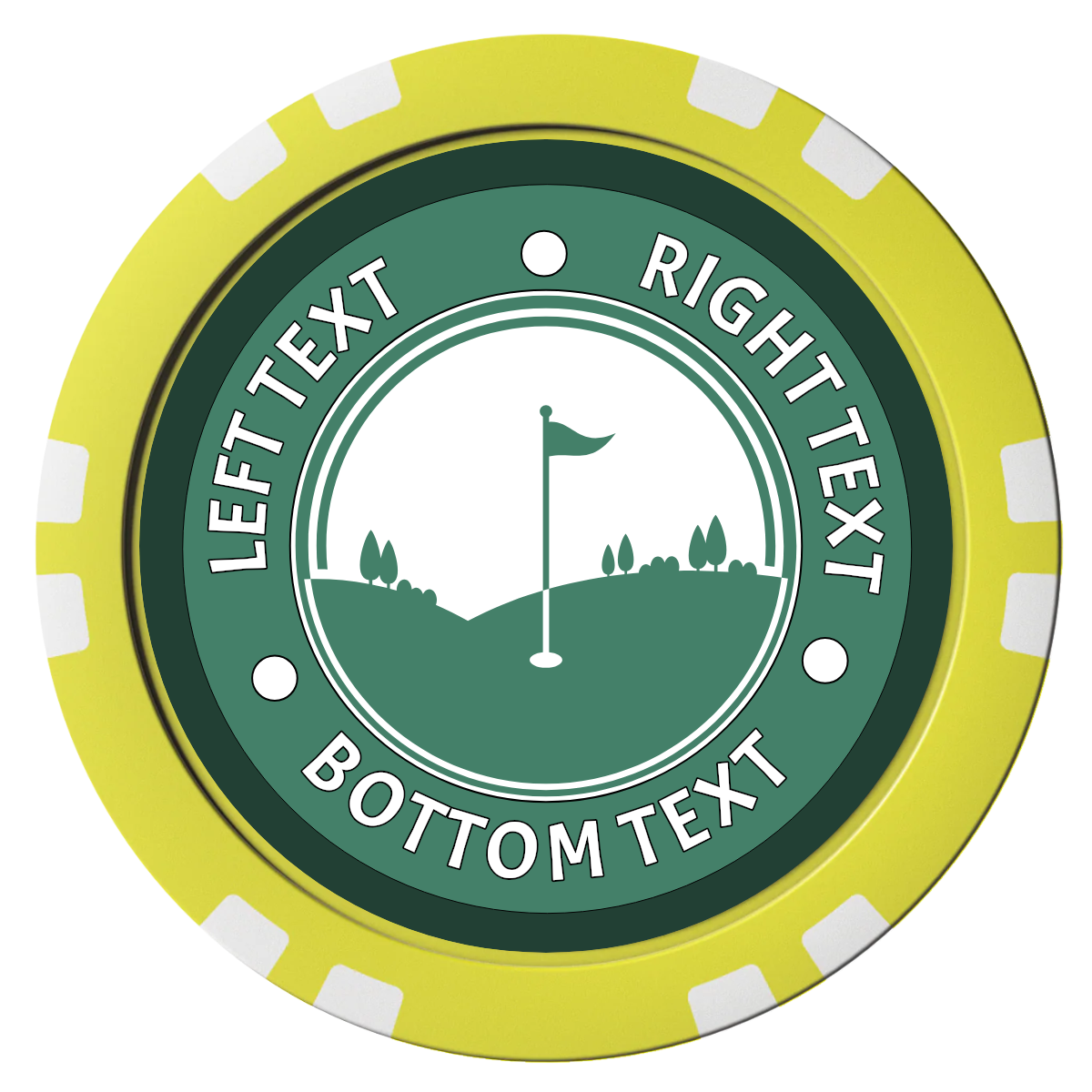 Country Club Golf Course Composite Poker Chips - Yellow / Double Stripe - Front