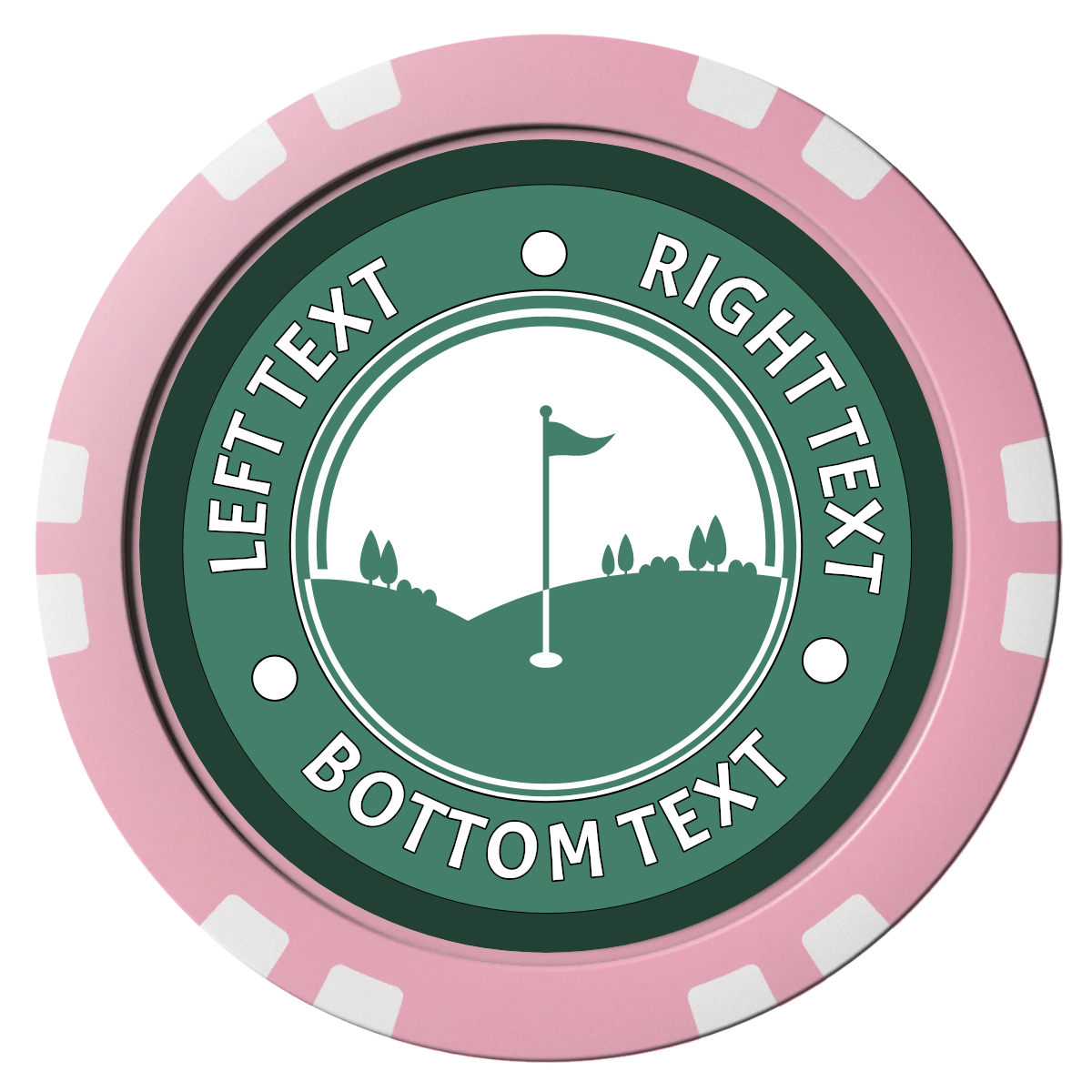 Country Club Golf Course Composite Poker Chips - Pink / Double Stripe - Front