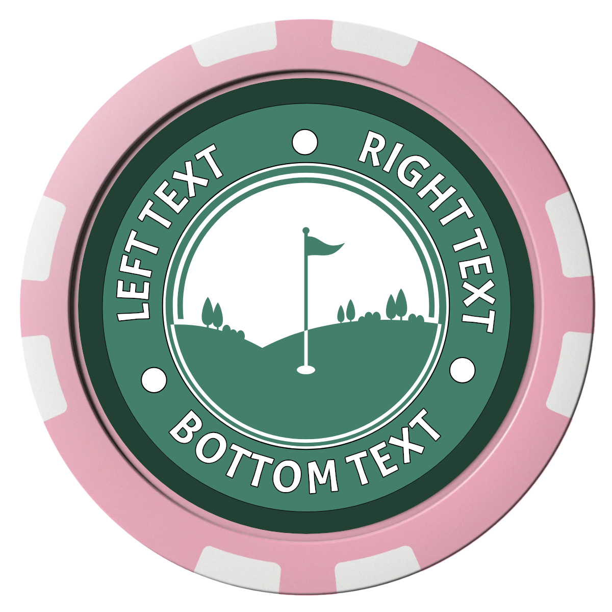 Country Club Golf Course Composite Poker Chips - Pink / 8 Stripe - Front