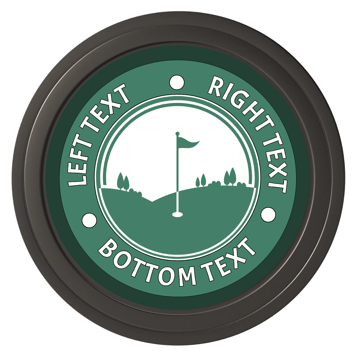 Country Club Golf Course Composite Poker Chips - Black / Solid - Front