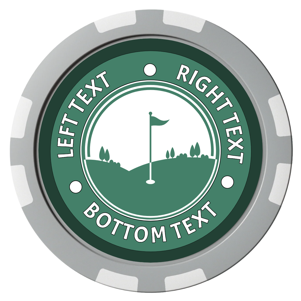 Country Club Golf Course Composite Poker Chips - Gray / 8 Stripe - Front